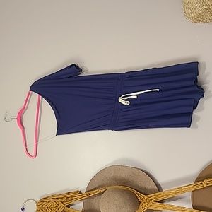 One shoulder rompers in navy
